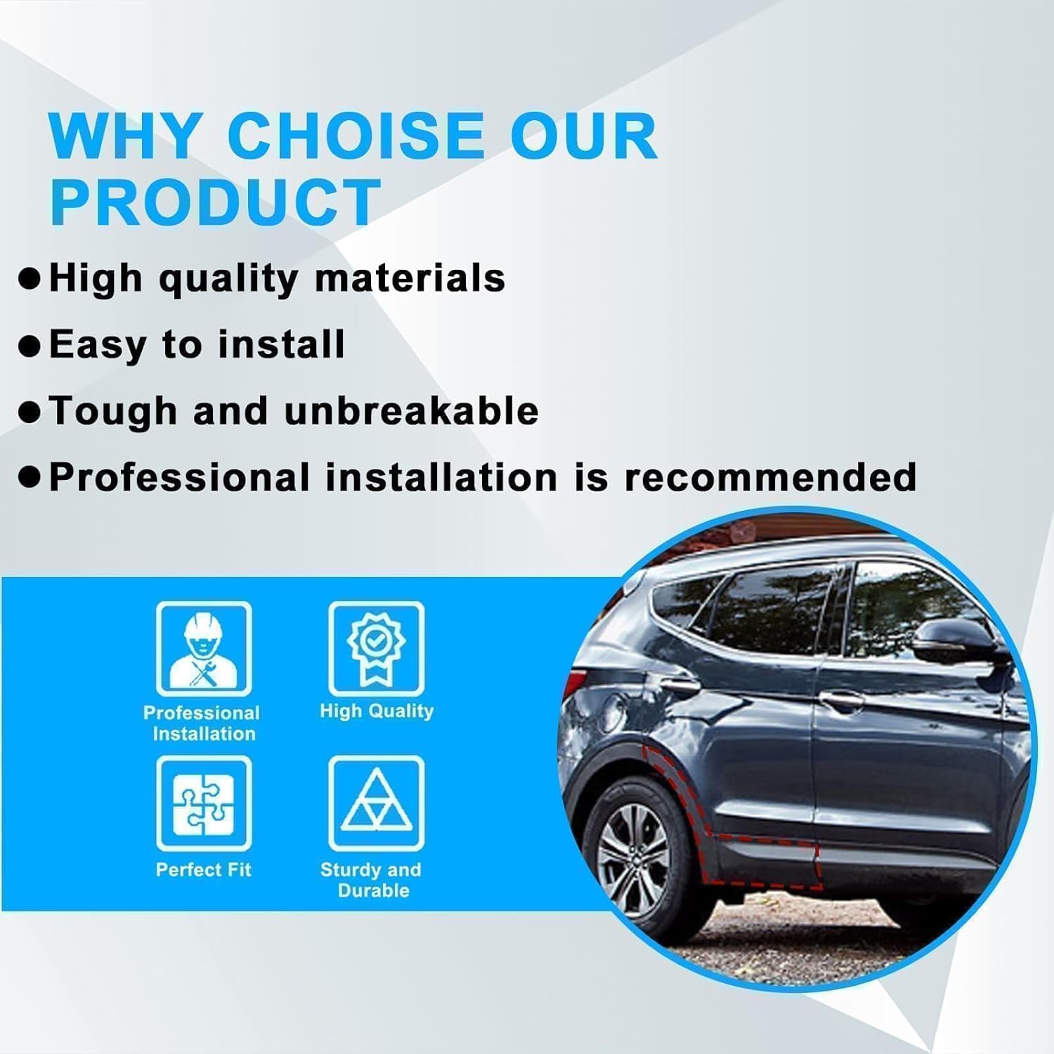 SecosAutoparts Rear Door Molding Right Side Compatible with Hyundai Santa Fe 3.3L 2013-2018 Replace# 87732-B8000CA, 87732B8000CA