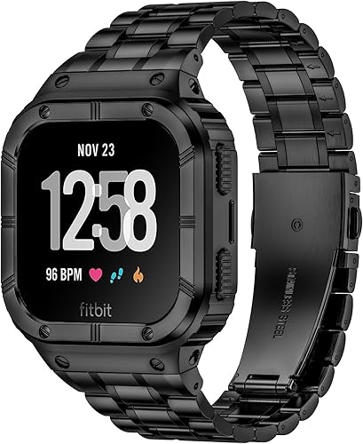 Miniatura 7 de BAITEYOU Correa de reloj de acero inoxidable con funda compatible con Fitbit Versa 4Versa 3Versa 2VersaFitbit Versa LiteFitbit Sense 2Sense Bands,