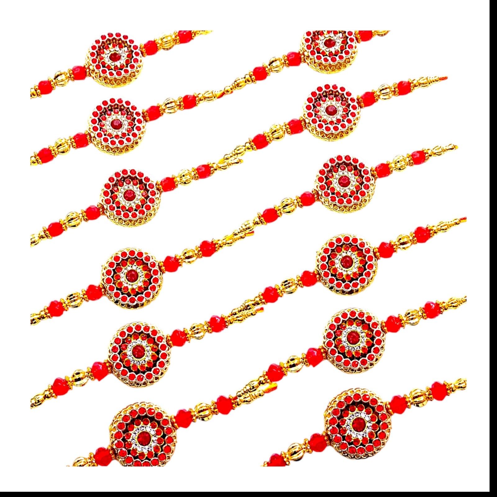 LACT ENTERPRISE Unisex Adult Red Gold Plated Combo 12 Of Rakhi For Brother Bhaiya Bhabhi Rakhis 12 Pcs (B0D819C52P) Amazon Price History, Amazon Price Tracker