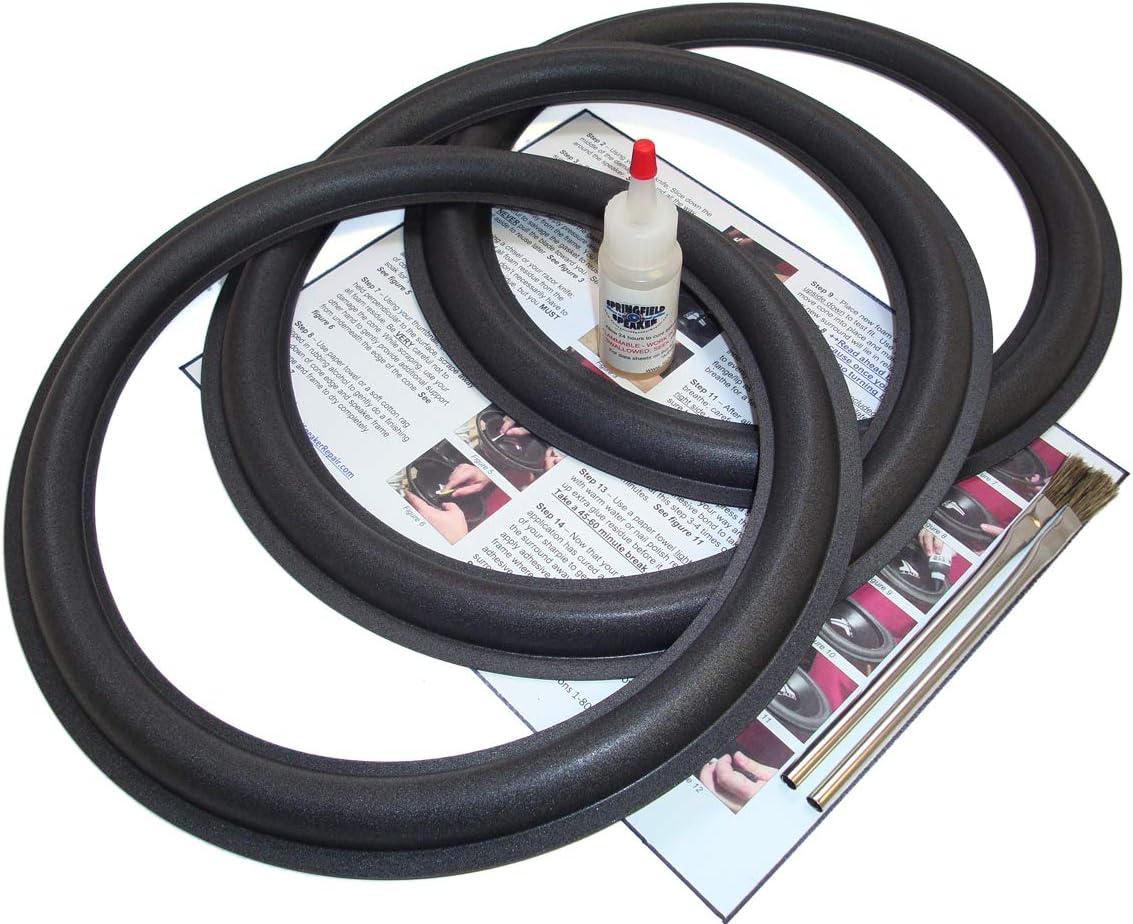 Springfield Speaker 12" Subwoofer Foam Surround Edge Repair Kit - 3 Speaker Kit - Compatible with JL Audio 12W3, 12W3v2