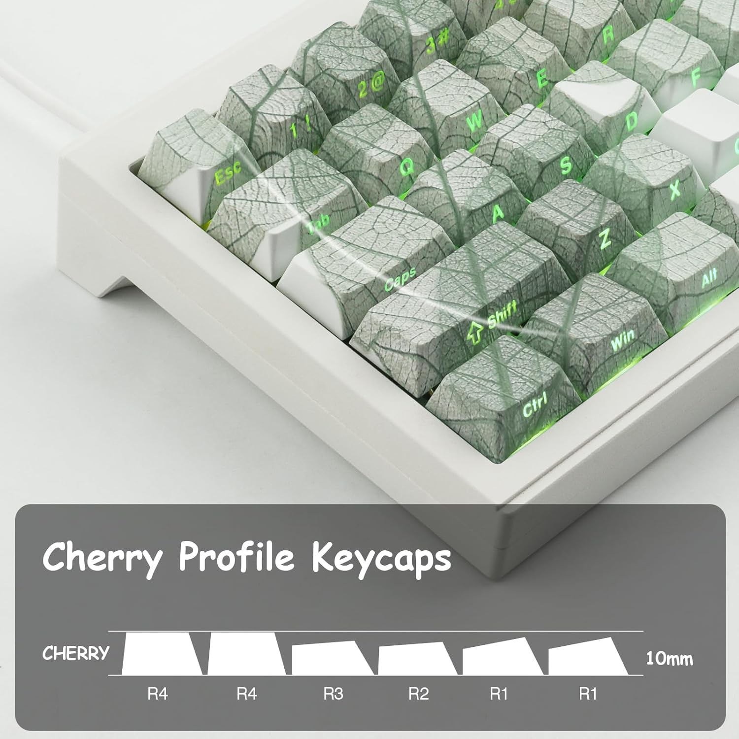 Hyekit PBT Keycaps - Side Printed Custom Keycap Set, 136 Keys, Double Shot Shine Through, Cherry Profile for Cherry Gateron MX Switches