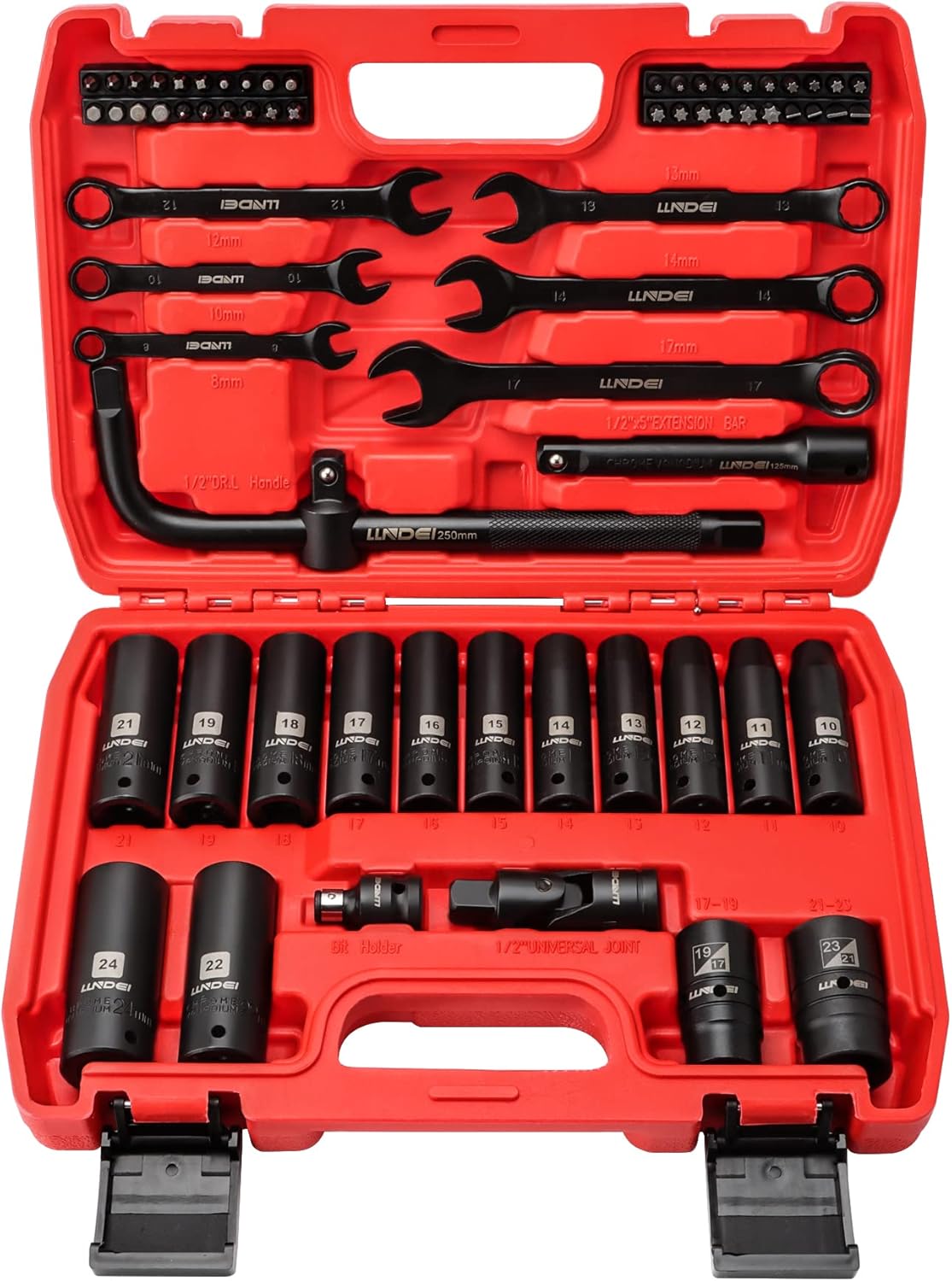 LLNDEI 66 PCS 1/2" Drive Impact Socket Set&52 PCS 1/4" Drive Impact Socket Set - 
