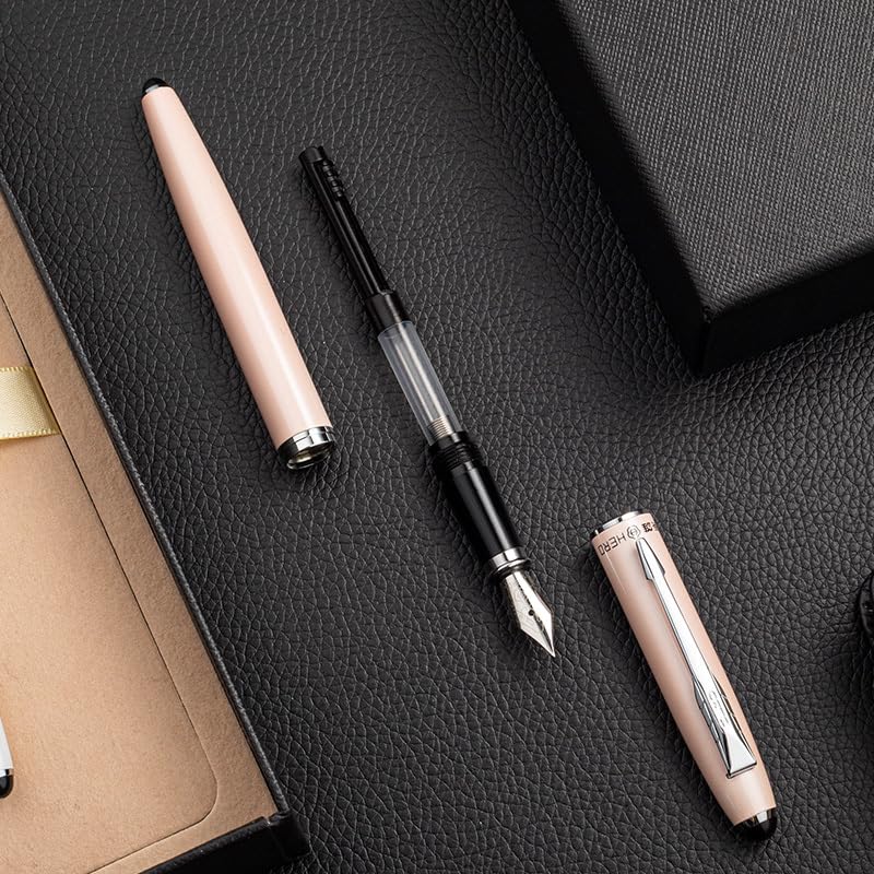 Image of The Hero Pen - Fountain Pen HERO Ink Pens, Hero Pen Original, Hero Pen soft peony pink Body Silver clip 971 for Student Business Office Iridium Silver Nib (soft peony pink 971)