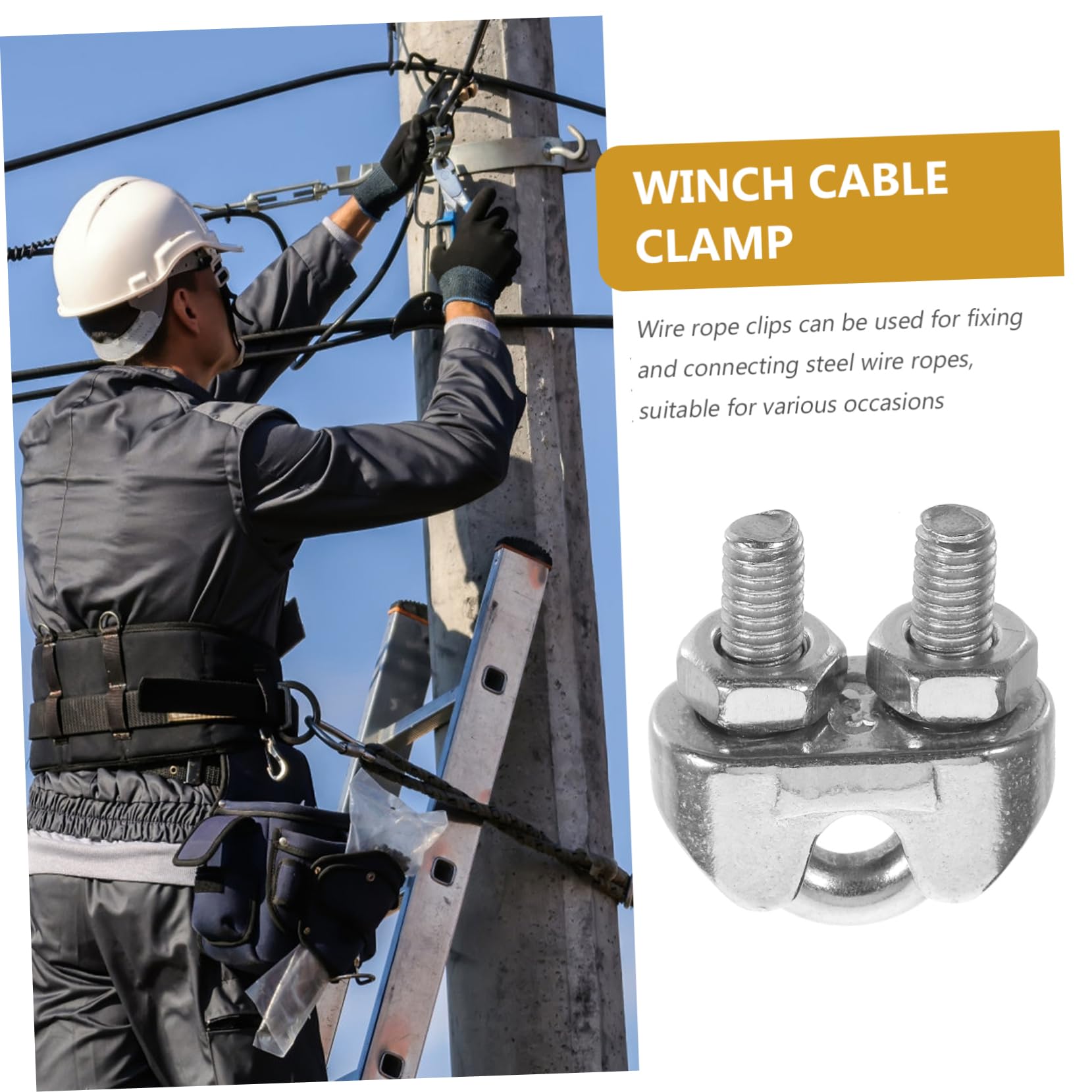 Cabilock 20pcs u Bolt Fasteners Stainless Steel Wire Rope Cable Clips Roof Cable Clamps for Construction