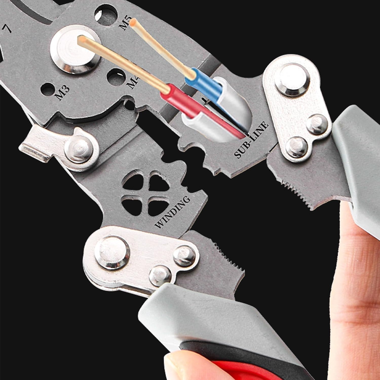 18 in 1 Foldable Wire Stripper, Multifunctional Folding Professional Wire Cutters, Multifunctional Wire Strippers Crimper Cable Cutter Pliers, Wire Stripper Tool (Red)