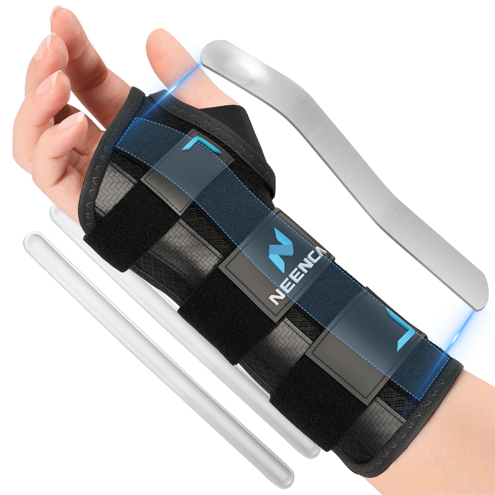 NEENCA Carpal Tunnel Wrist Support Brace, Adjustable Strap for Night Sleep with Wrist Splint, Wrist Hand Support Brace Compression Sleeve for Men and Women, Tendonitis, Sprains, Arthritis pain relief