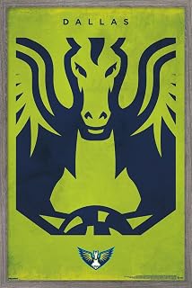 Trends International WNBA Dallas Wings - Logo 25 Wall Poster, 22.4L x 14.7W, Barnwood Framed Version