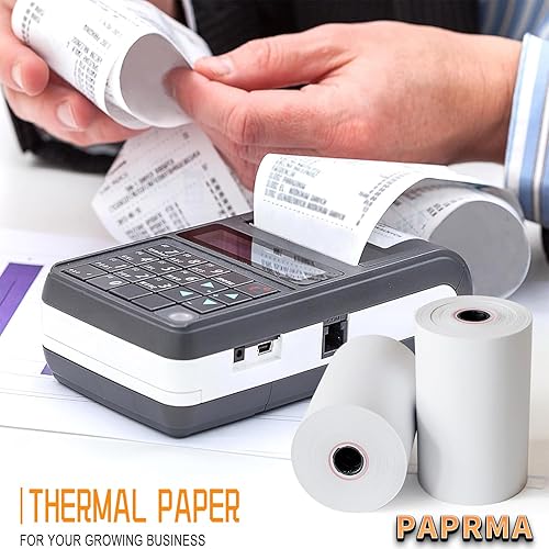 Miniatura 5 de POS - Papel térmico de recibo de 2 14 pulgadas x 85 pies, 50 rollos de papel PAPRMA POS, papel térmico para máquina de tarjetas de crédito con