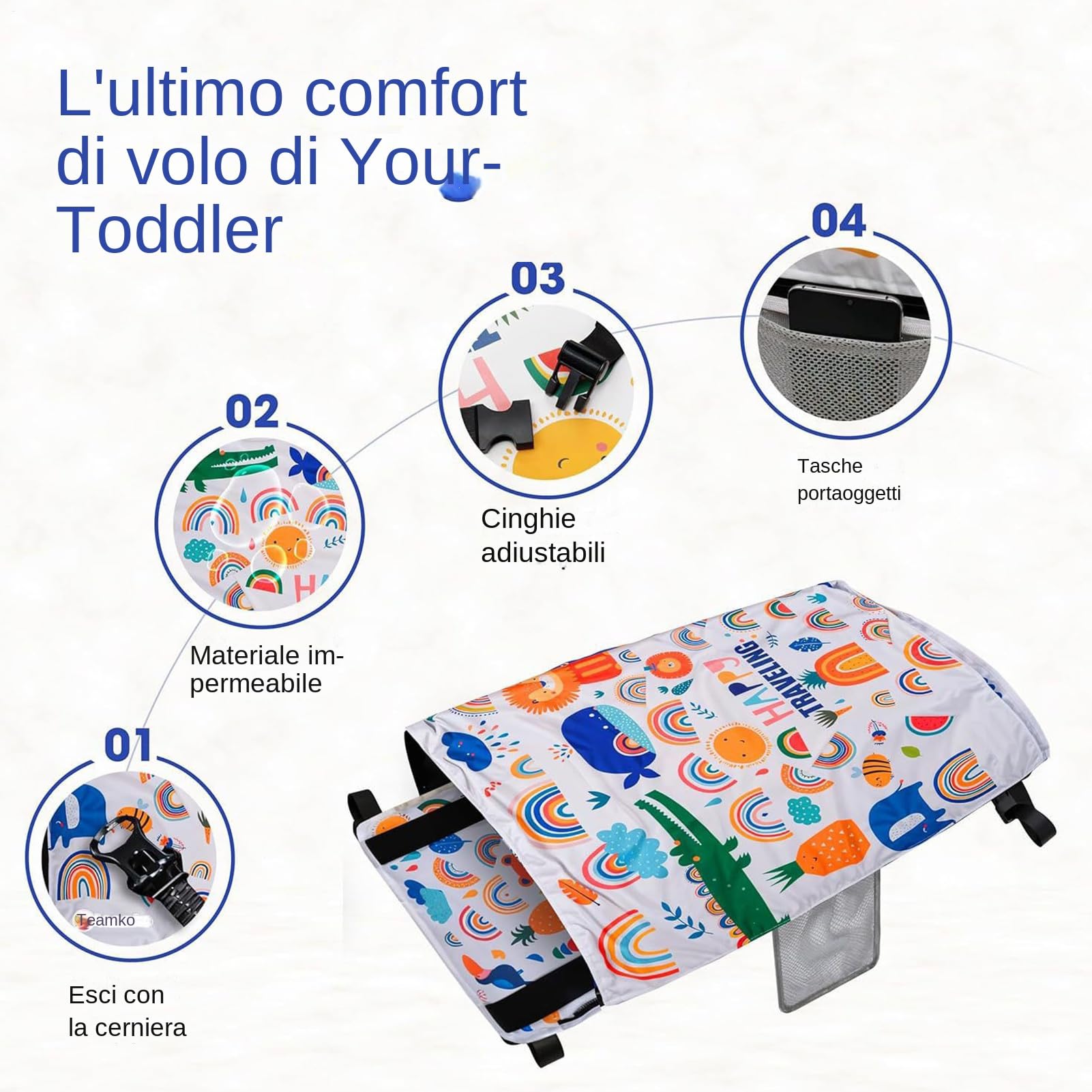 Lettino Aereo Per Bambini - Estenditore Sedile con Poggiapiedi | Amaca Morbida da Viaggio per Volo Campeggio