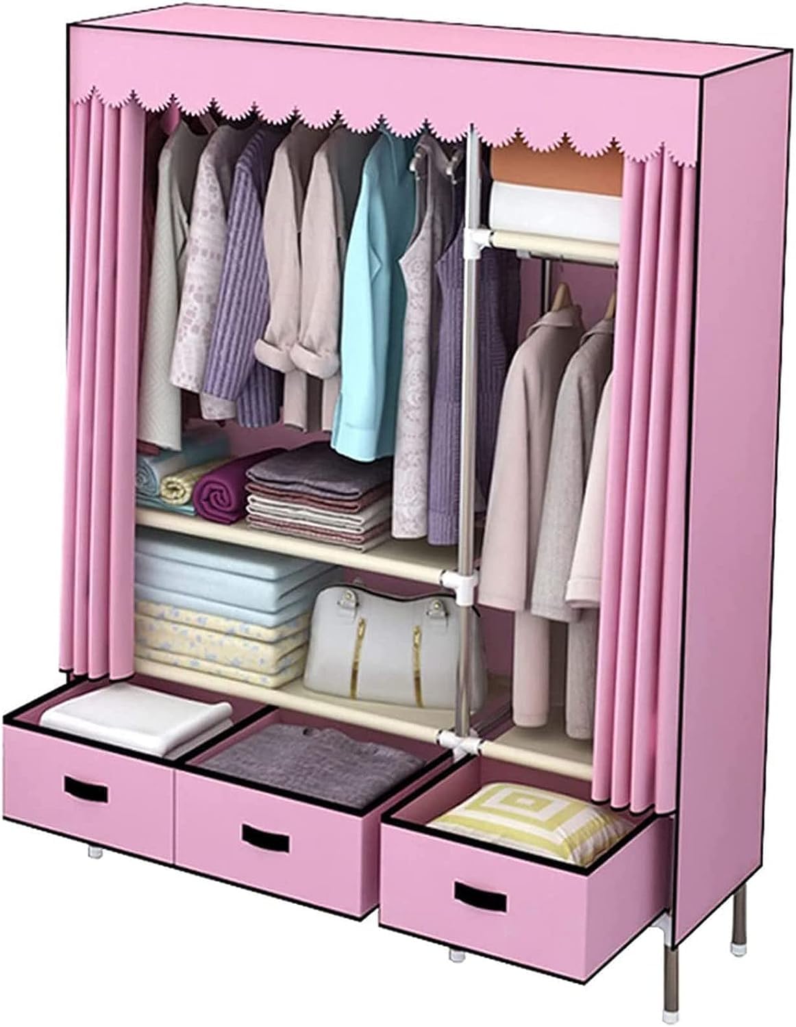 Amazon.com: Portable Wardrobe Cloth Wardrobe Pink Wardrobe