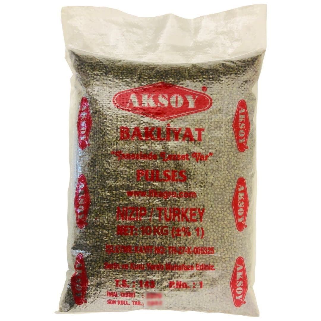 Aksoy Mung Beans 10KG – Premium Quality Whole Green Mung Beans, Natural Flavour, High in Plant Protein & Fibre, Suitable for Soups, Curries, Salads & Vegan Cooking, Bulk Pack