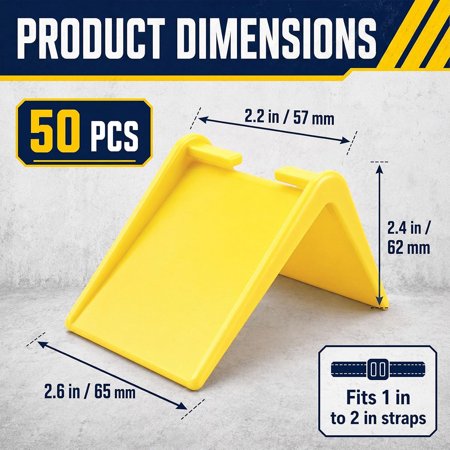 RattanView 50 Pcs 2 x 2 Inch V-shaped Edge Corner Protector Ratchet Strap Corner Protectors with Carrying Case for 1" to 2" Straps, Cargo Load Transportation and Furniture Protection, Yellow