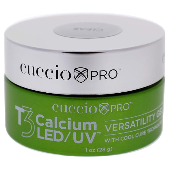 Cuccio Pro T3 LED/UV Cool Cure Versatility Gel - Self-Levelling Gel With Calcium - Incredibly Flexible - Strong Adhesion - High Shine Finish - Fast Application - Clear - 1 Oz Nail Gel