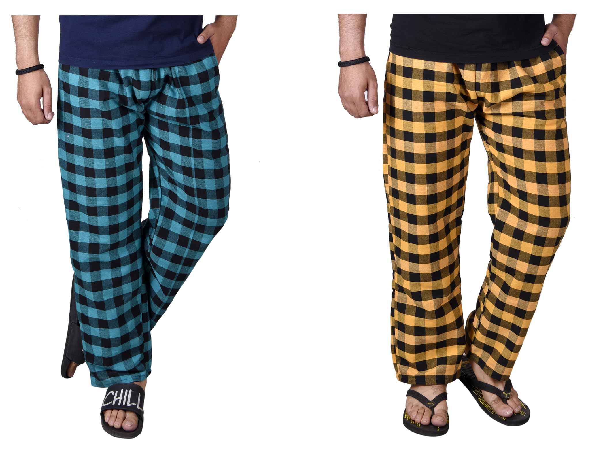 fusfus Men's Cotton Check Pyjama, Pack of 2 (FS427)-picture-32