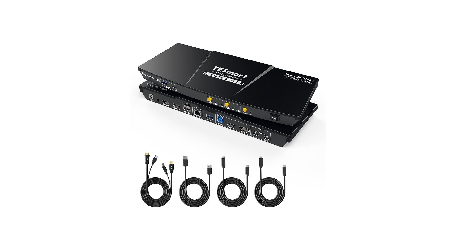 Amazon.co.jp: TESmart KVMスイッチ USB-C+HDMI+DisplayPort 2入力2