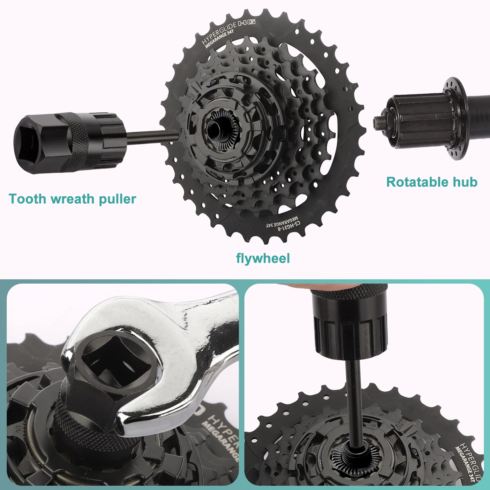 Homord Kit Attrezzi Bici, Chiave a Frusta con Bici Chiave Pacco Pignoni, Kit Catena Bici Frusta per Catena Freewheel Removal Tool…
