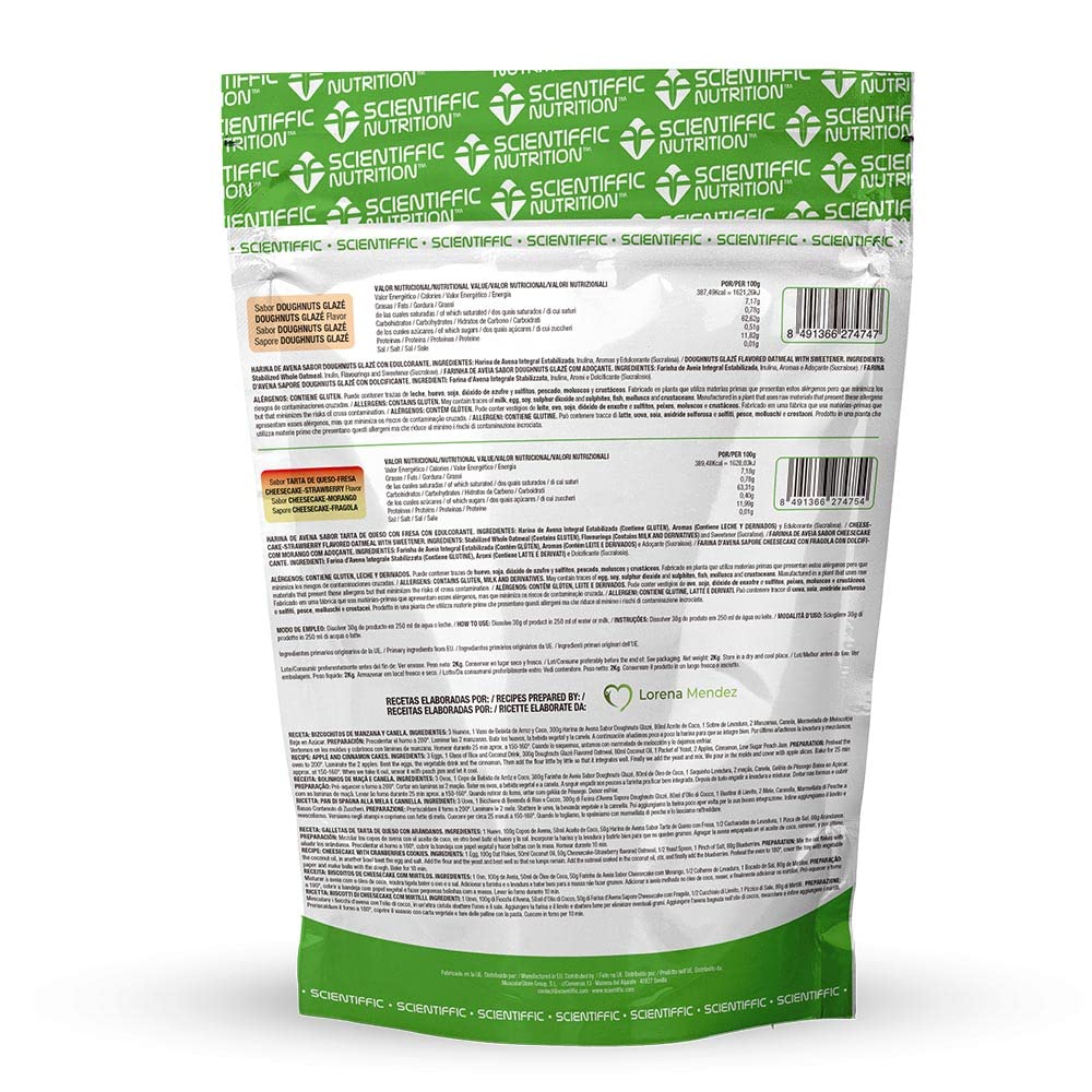 Scientiffic Nutrition - Harina de avena, Fuente de Proteínas, Baja en Azúcares, 100% Natural, Contribuye al Desarrollo de la Masa Muscular, Sabor Donut - 2 Kg — view 2