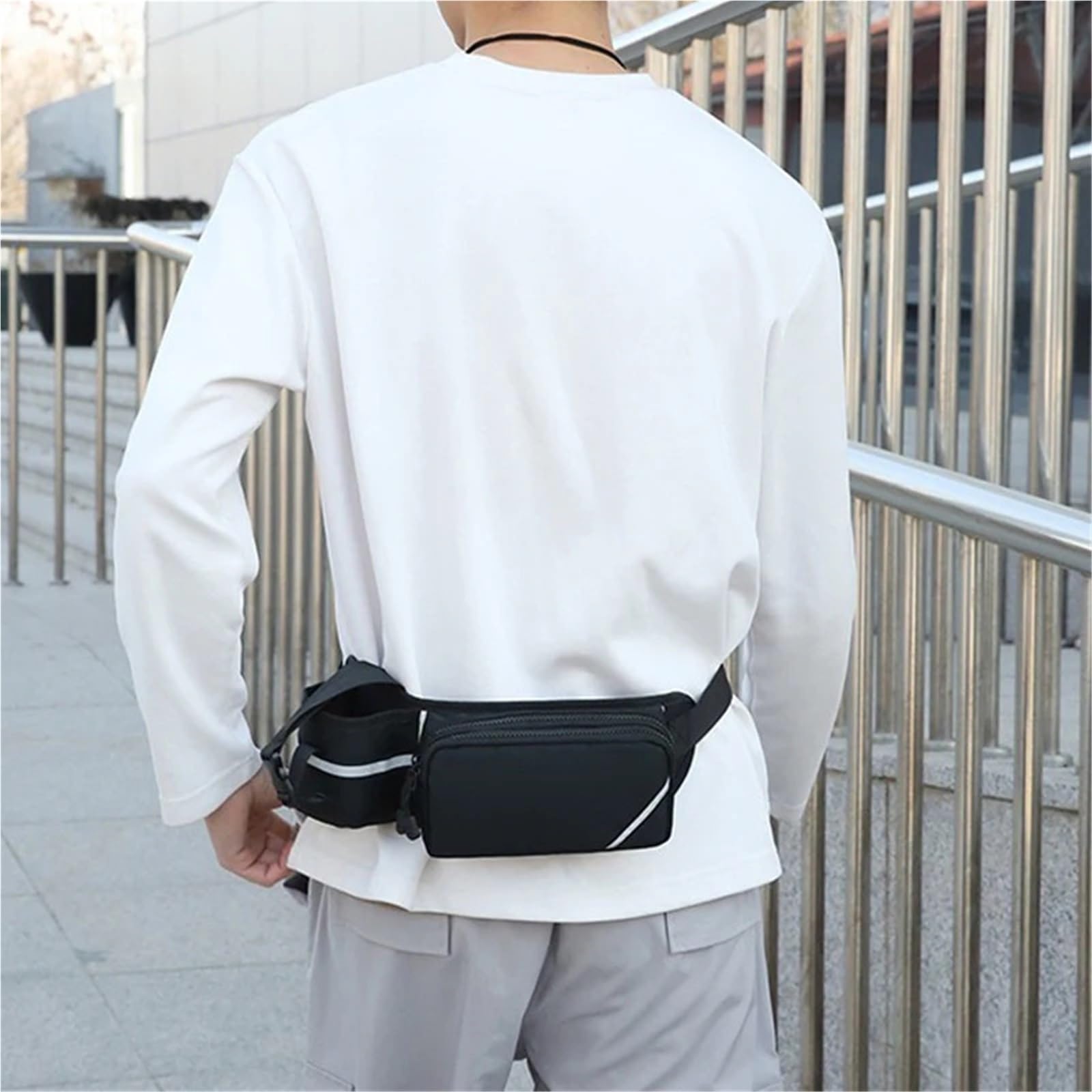 Men's Sport Waist Bag Chest Small with Water Bottle Fixing Pocket for Gym Running Hiking Outdoor Travel Campus School, pomarańczowy, Einheitsgröße, One Style