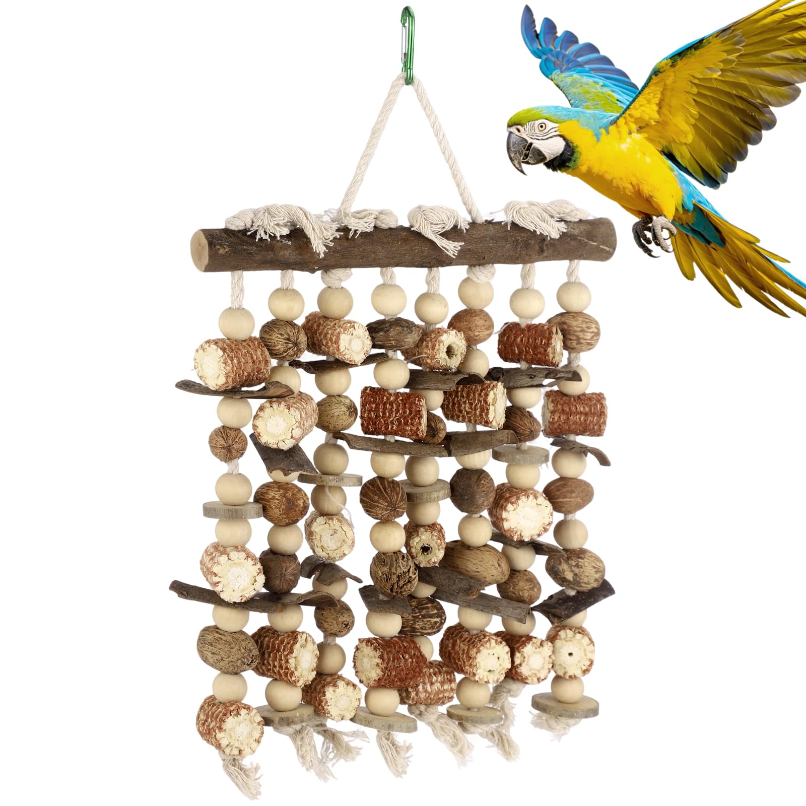 Grand jouet à mâcher pour perroquet naturel à suspendre avec épis de maïs, accessoires de cage à oiseaux pour aras, cacatoès, perroquets de grande et moyenne taille