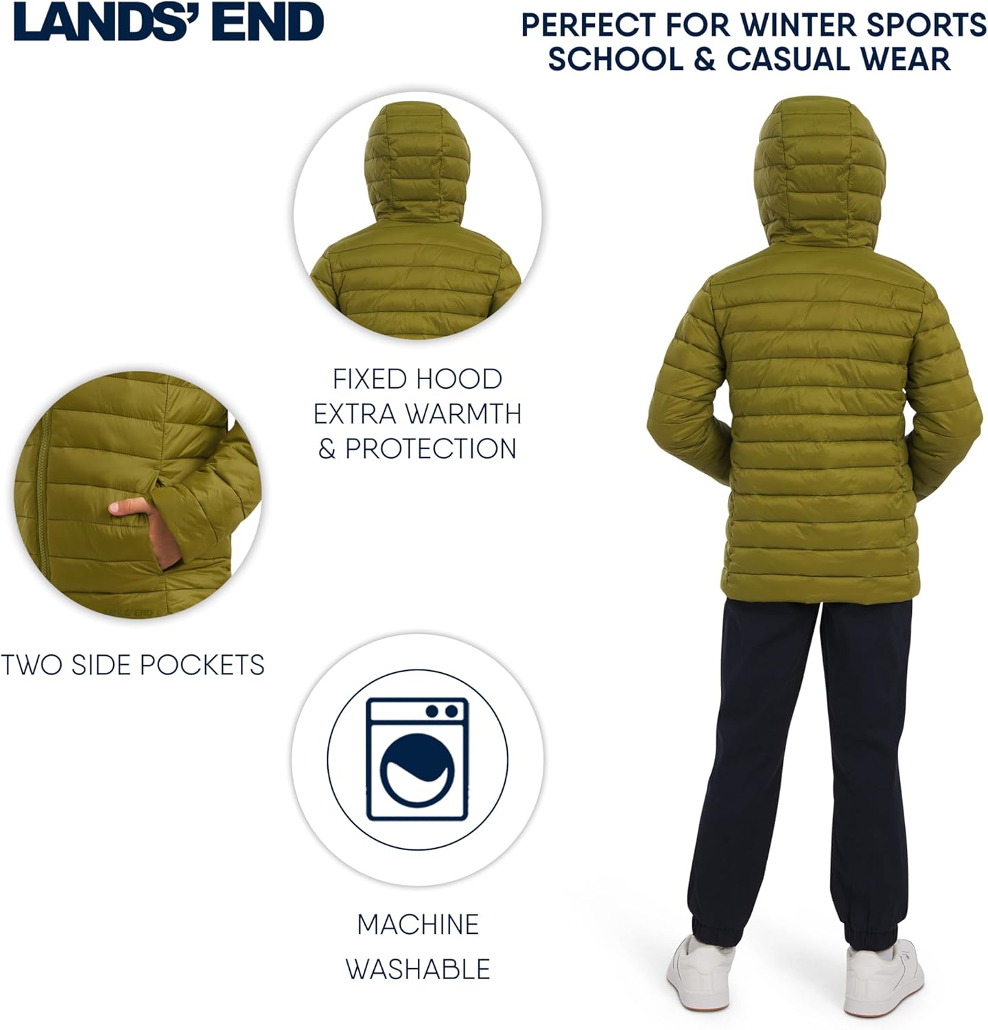 Lands' End Boys' Lightweight Packable Insulated Puffer Jacket - Image 7