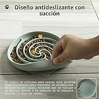 Vista 2 de Cuencos de Alimentación Lenta para Perros, Tazón de Rompecabezas para Cachorros de Silicona Apto para Lavavajillas y Microondas con Diseño Gris