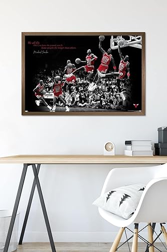 Miniatura 6 de Trends International Michael Jordan - Póster de pared con mosca, 22.375 x 34 pulgadas, versión enmarcada en bronce