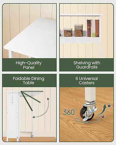 Miniatura 8 de Escritorio plegable moderno para computadora de 31.5 pulgadas con tomas de corriente, ruedas, almacenamiento, perfecto para espacios pequeños,