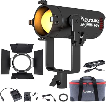 Aputure 60x Aputure Light Storm LS 60x Bi-Color LED Light 30000lux @1m, CRI 95+ TLCI 95+Built-in 9 Lighting FX, Support NP-F970 Battery, Includes Barn Doors Support Sidus APP Control
