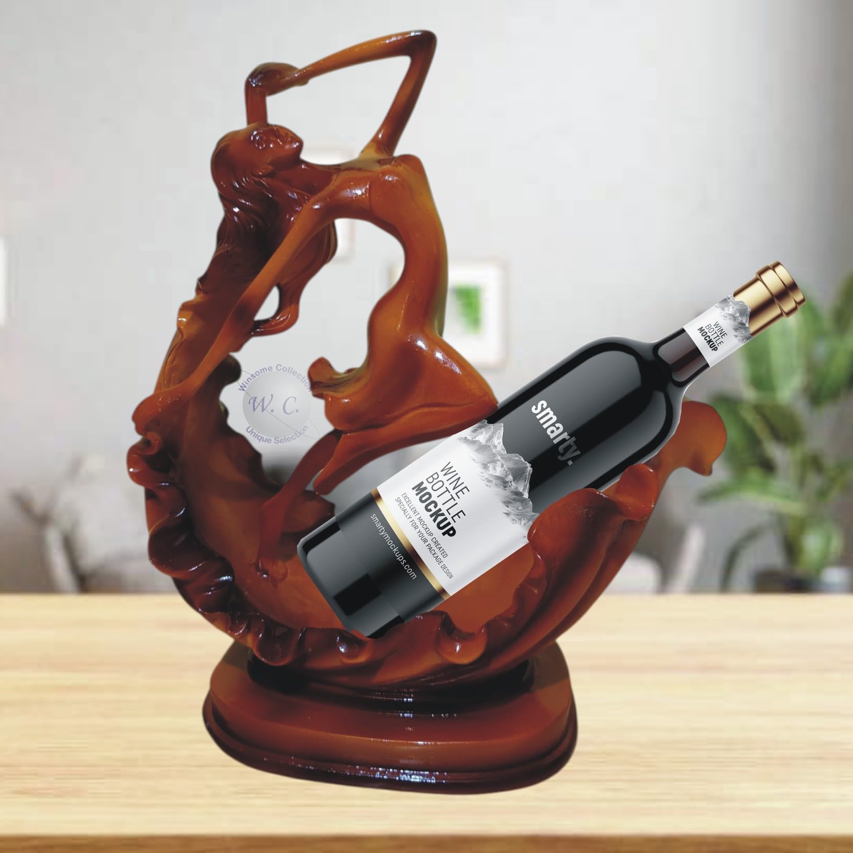 Wine Bottle Stand - Elegant Resin Sculpture Decor -16