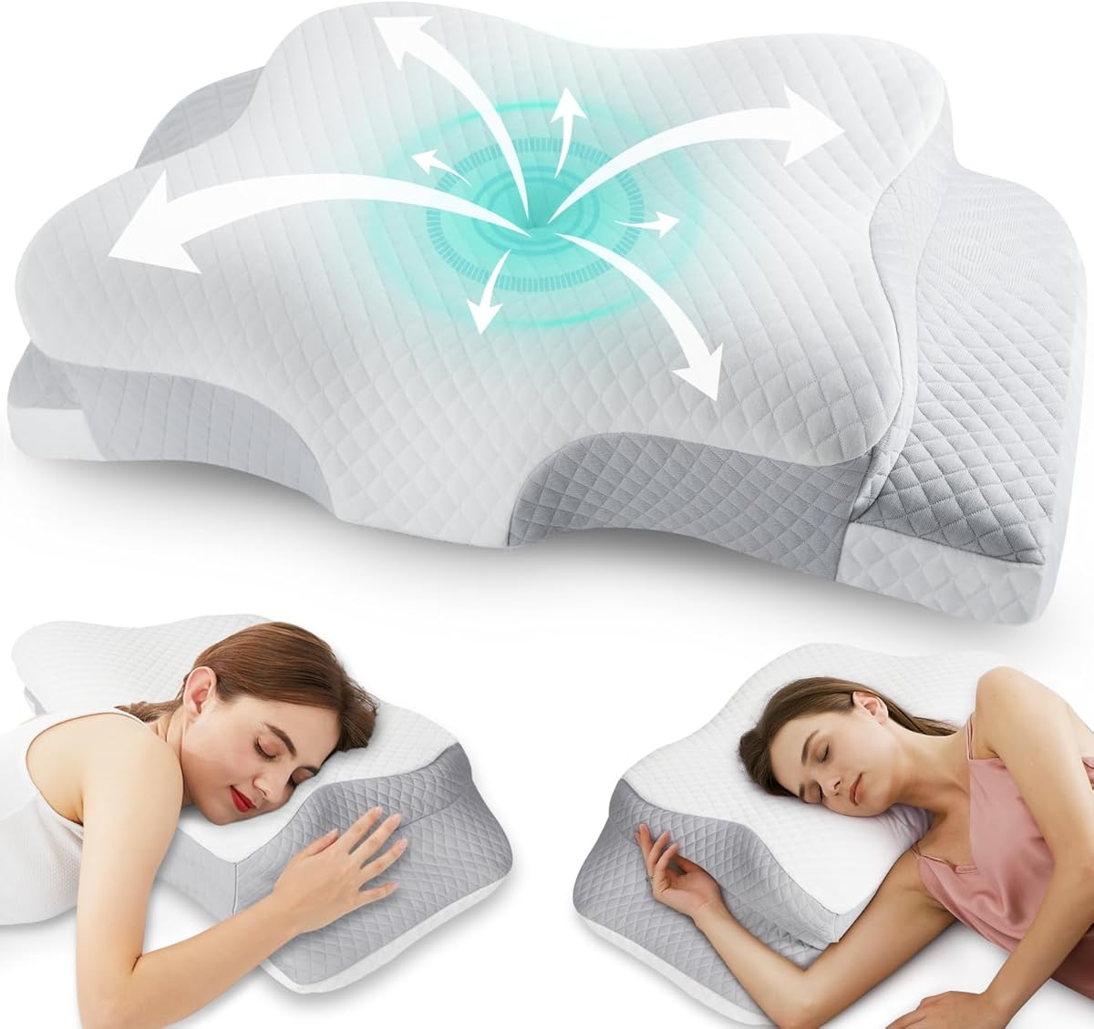 Memory Foam Cervical Pillow for Neck Pain Relief Sleeping: Orthopedic Neck Support Pillow for Neck Pain- Ergonomic Side Sleeper Pillow for Sleeping -Contour Bed Pillows for Side Back Stomach Sleeper
