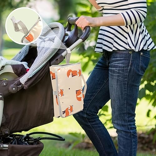Miniatura 6 de Foxes - Cambiador portátil para bebé unisex para niños pequeños, impermeable, plegable, cambiador de bebé con almohada y correa para el hombro,