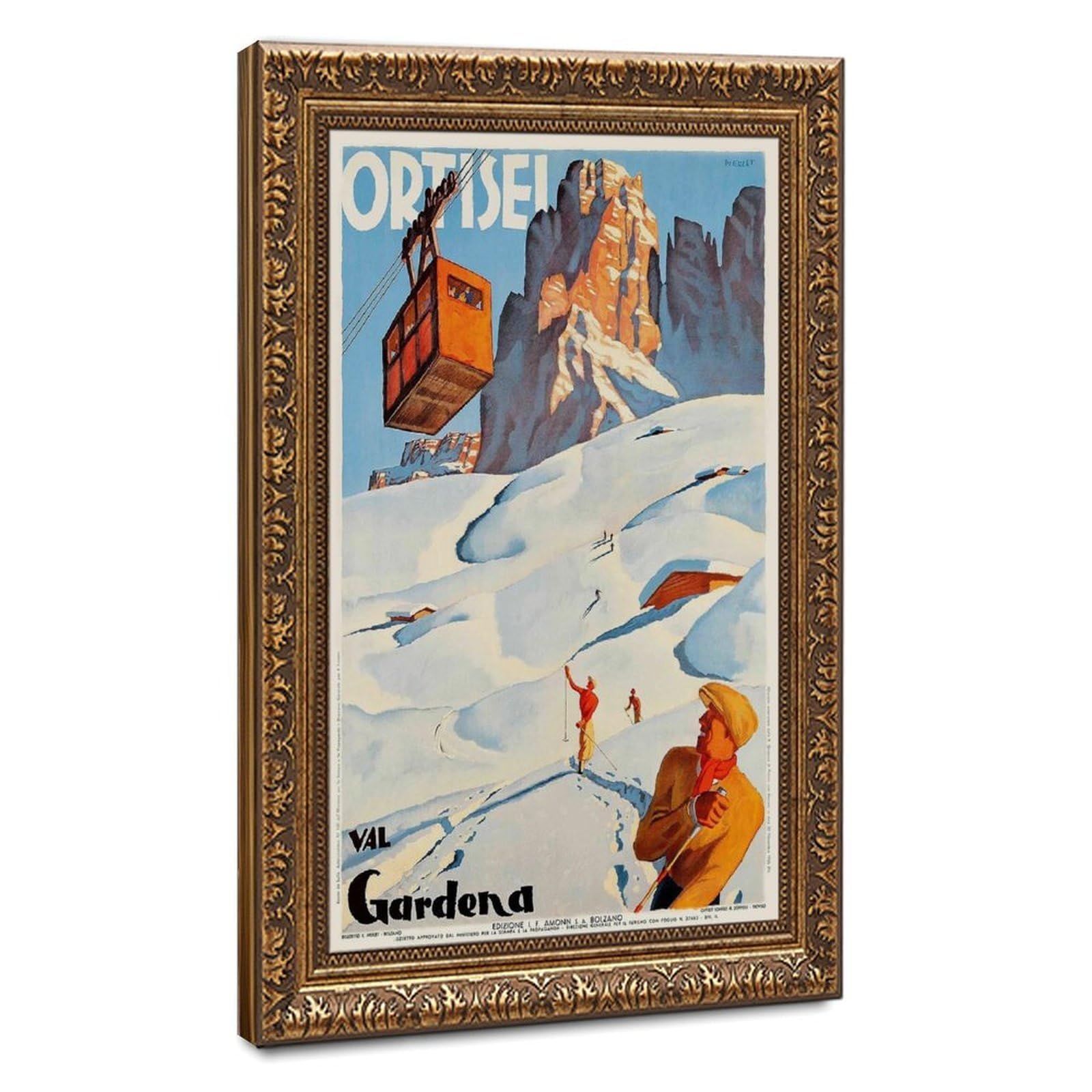 Bareronor Ortisei Val Gardena Italy Vintage Canvas Poster Bedroom Decor Landscape Office Room Decor Gift 8" L X 12" W