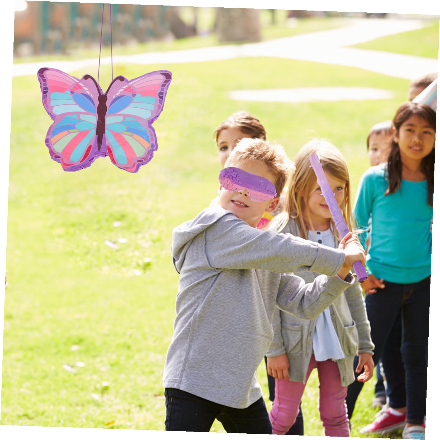 Piñata Incluye Palo Material de Papel Seguro con Motivo de Mariposas para Juegos Interactivos de Fiesta para Cumpleaños Infantiles en Fiestas de Niñas