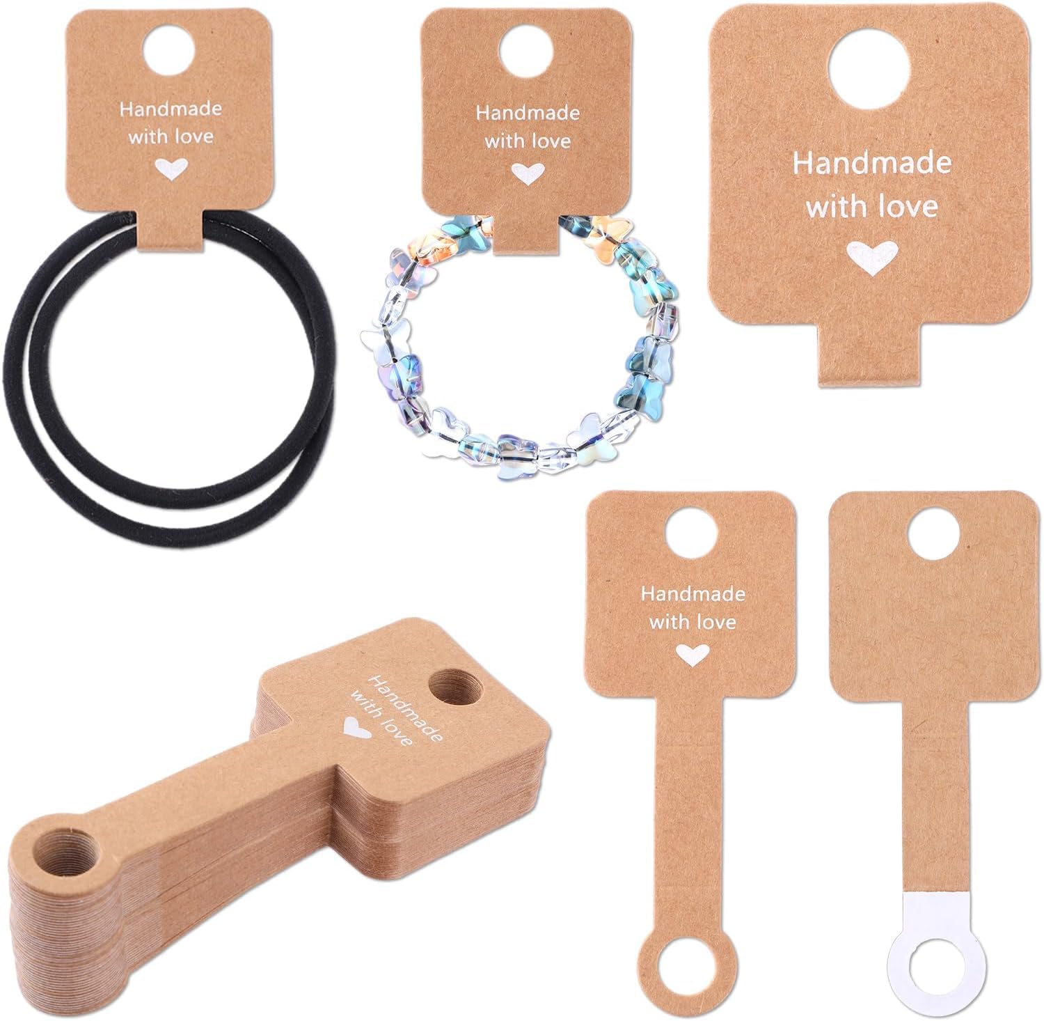 Gdqqoywqt Brown 100 Pcs Jewellery Display Cards，Earring Holder Cards Self Adhesive Jewelry Packaging Selling Card，Necklace Display Cards Bracelet Display Cards For Necklaces, Bracelets, Earrings Keyrings（4 X1.5 Cm）