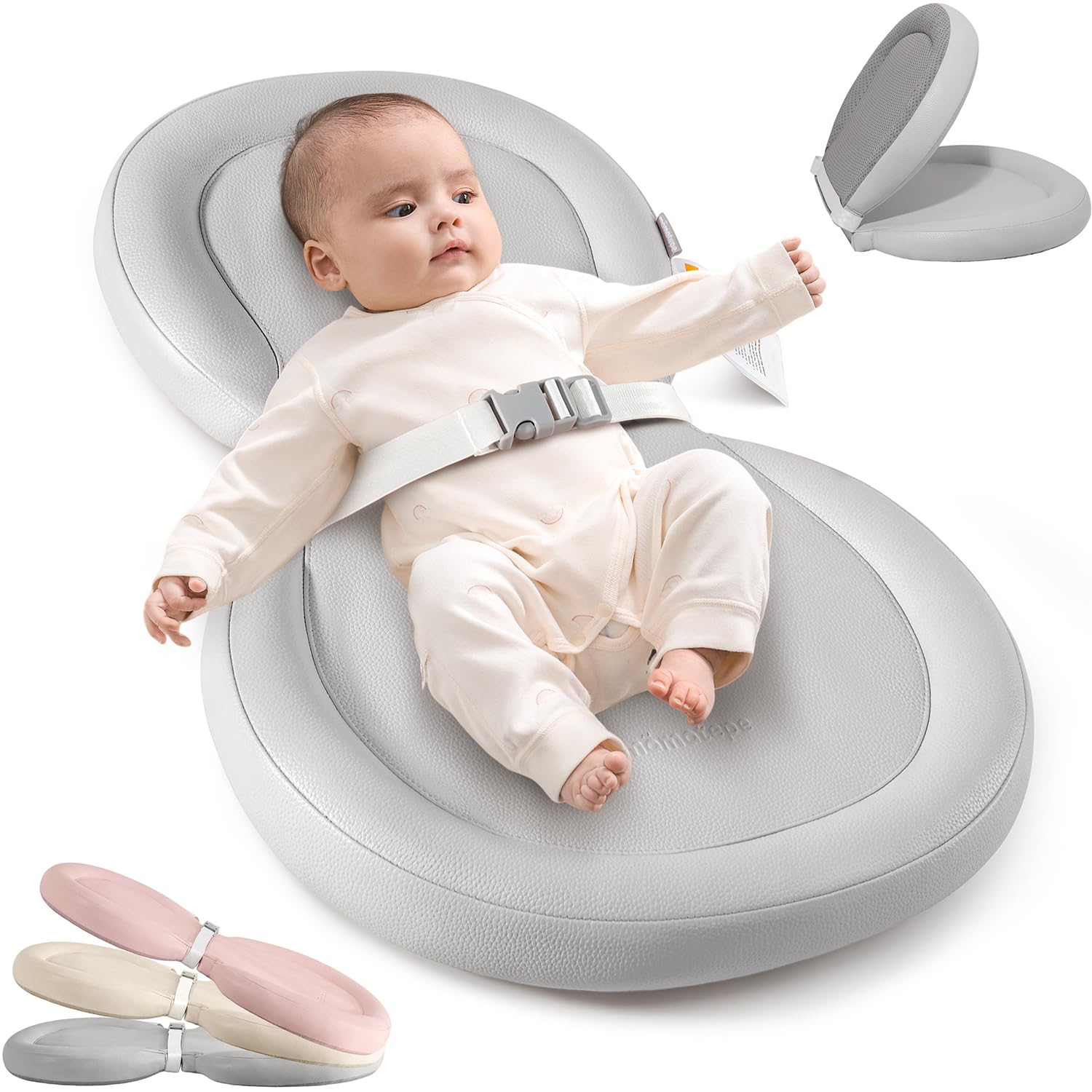 Cambiador de bebé Mamatepe de cuero suave y plegable, contorneado, impermeable, antideslizante y lavable, 30 x 19 pulgadas, gris