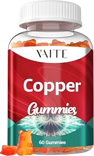 VAITE Copper Supplement Gummies 10 mg Amino Acid Chelate – Trace Mineral That Plays a Role in Collagen Formation, Gentle on Stomach, Supports Daily Nutrition & Balance – Vegan, Non-GMO, 60 Count