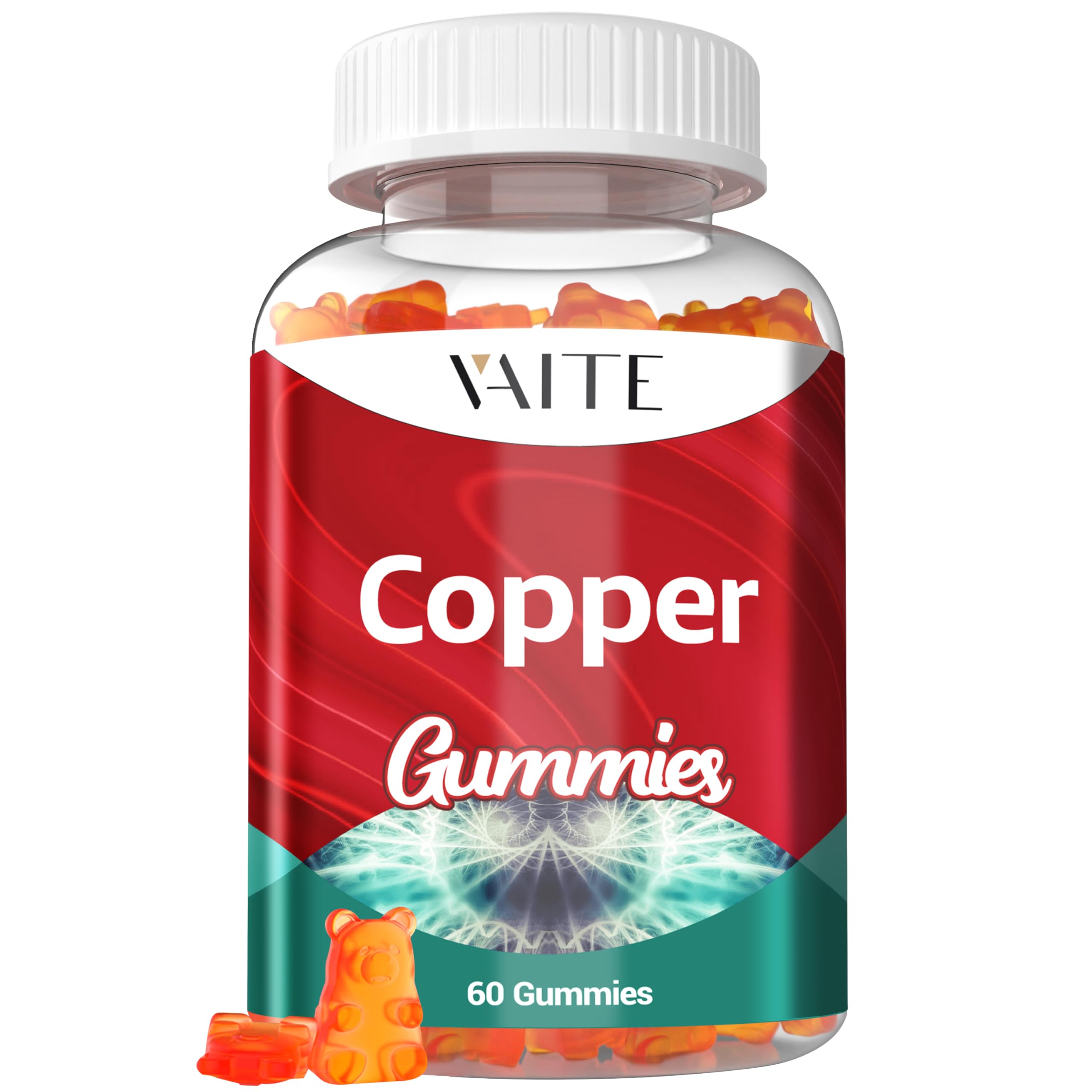 VAITE Copper Supplement Gummies 10 mg Amino Acid Chelate – Trace Mineral That Plays a Role in Collagen Formation, Gentle on Stomach, Supports Daily Nutrition & Balance – Vegan, Non-GMO, 60 Count