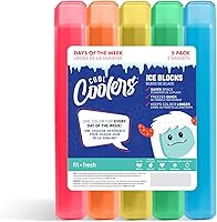 Fit + Fresh Cool Coolers 5-Pack Days of the Week Reusable Ice Packs - Compact, Colorful Slim Blocks for Lunch Boxes & Coolers