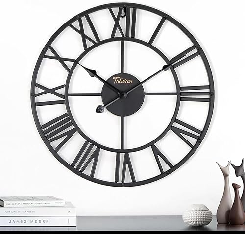 Reloj de pared grande de 16 pulgadas, decoración de pared vintage de granja, arte de pared de metal bohemio, decoración del hogar para sala de