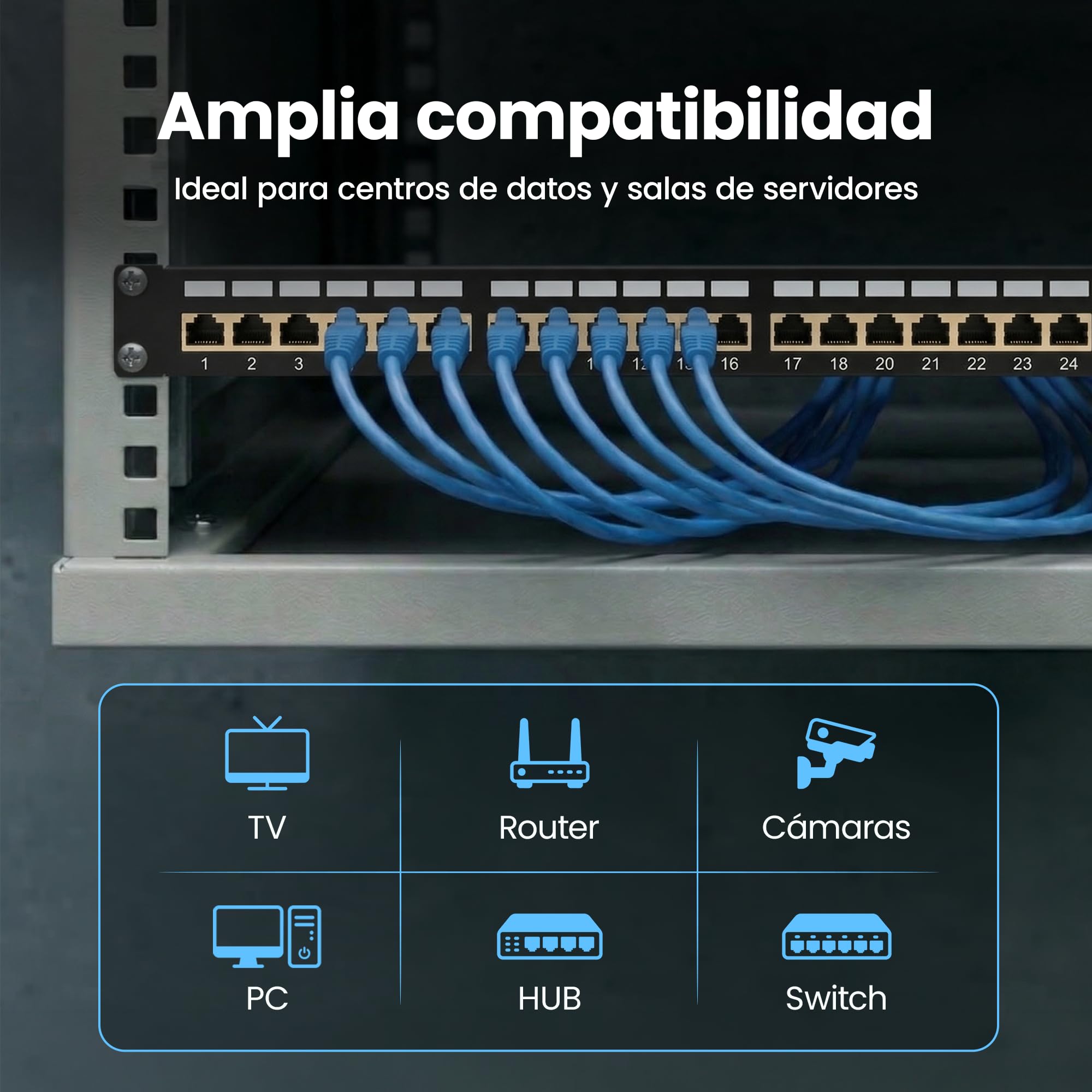 Extralink Patch Panel 24 puertos CAT6A STP apantallado 19 pulgadas RJ45