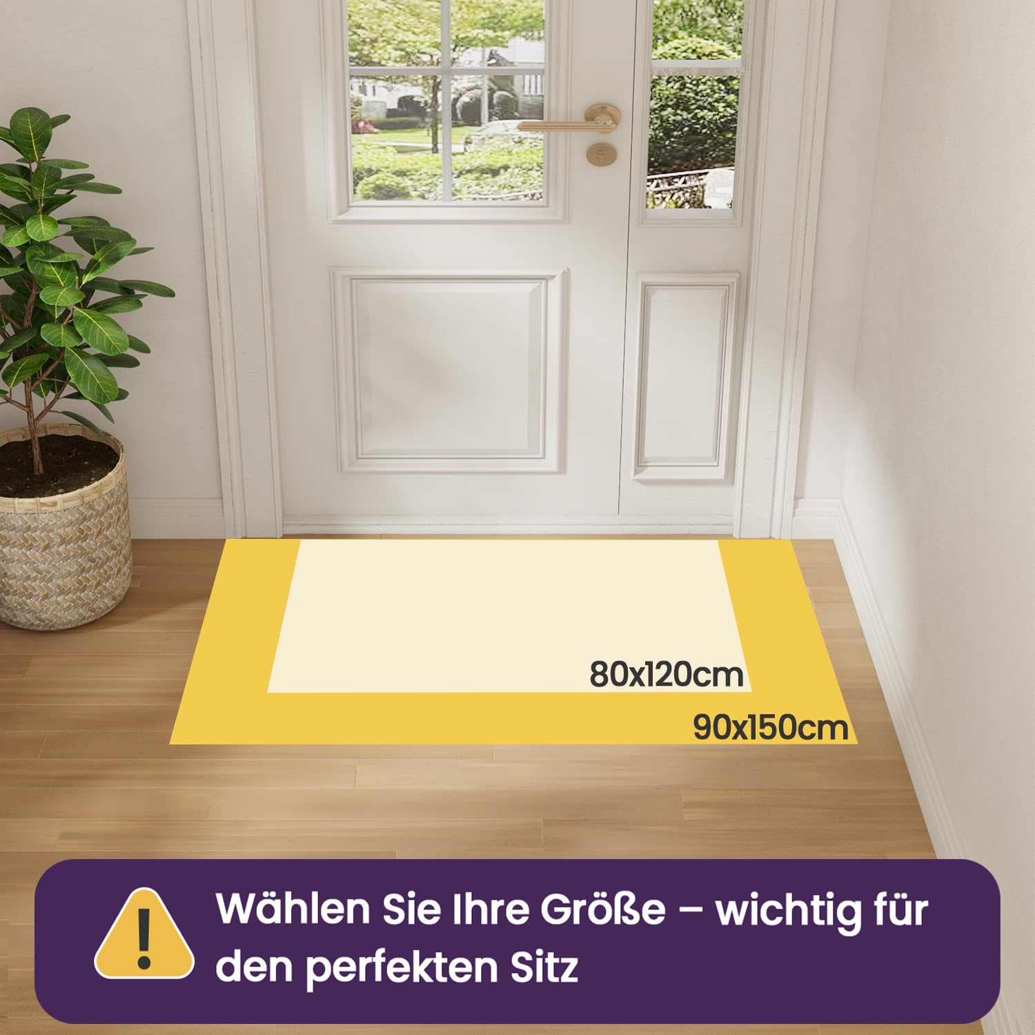 DEXI Schmutzfangmatte 90 x 150cm, rutschfest Fußmatte Innen, waschbarer Fussmatte, absorbierend Türmatte für Eingang, Haustür, Patio, Flur, Beige