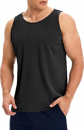 OYGSieg 6 Pack Men's Quick Dry Workout Tank Tops Breathable Gym Sleeveless Muscle Shirts for Active Men