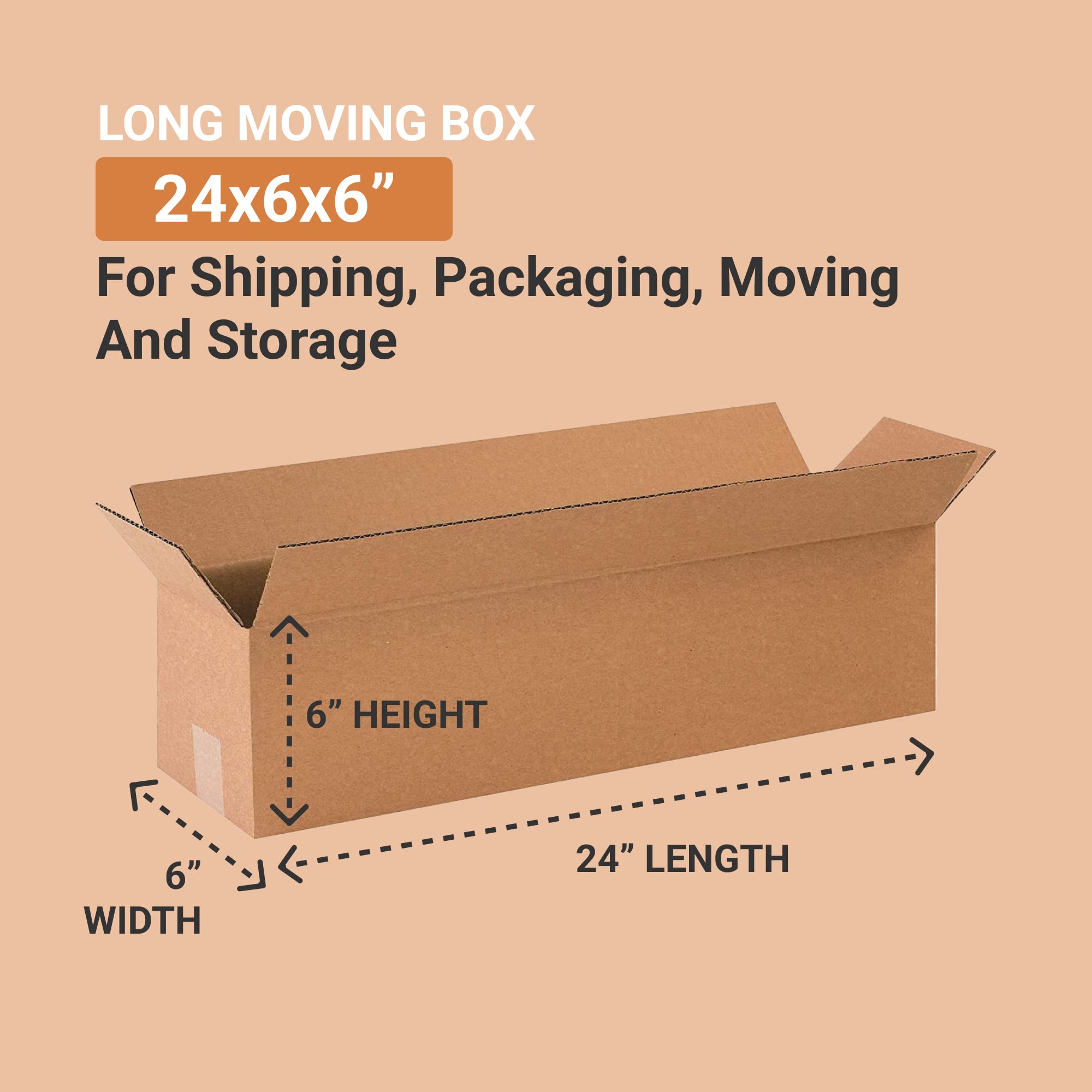 (incomplete 5pack of 25) AVIDITI Shipping Boxes Long 24"L x 6"W x 6"H , 25-Pack | Corrugated Cardboard Box for Packing, Moving and Storage 24x6x6 2466