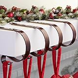 Christmas Stocking Holders for Mantle Set 4,Lightweight Stocking Holder No-slip Stocking Hangers for Mantel Fireplace,Adjustable Mantel Stocking Hooks Bronze-4 Pack 4