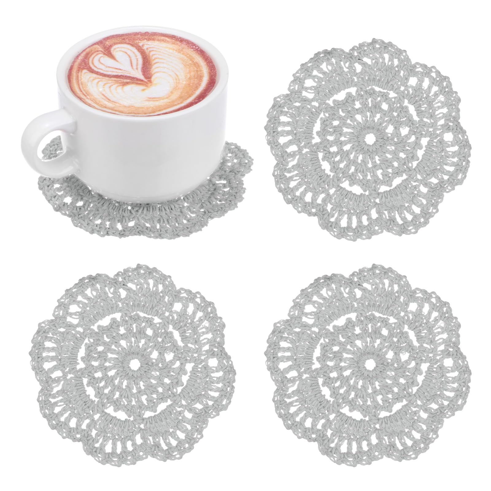 M METERXITY 4-Pack Handmade Crochet Coasters