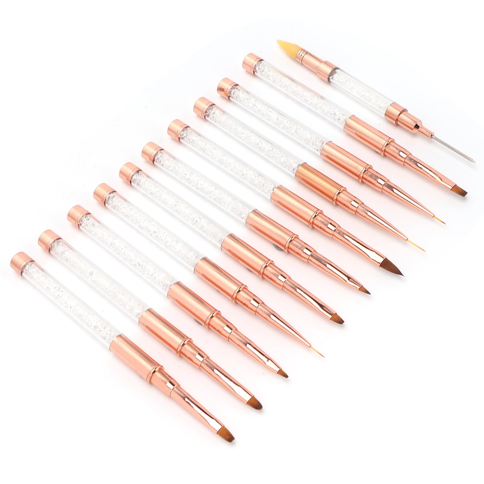 Set di Pennelli per Nail Art 11 Pezzi con Penna a Doppia Testa per la Progettazione e la Decorazione delle Unghie a Casa o nel Salone di Bellezza