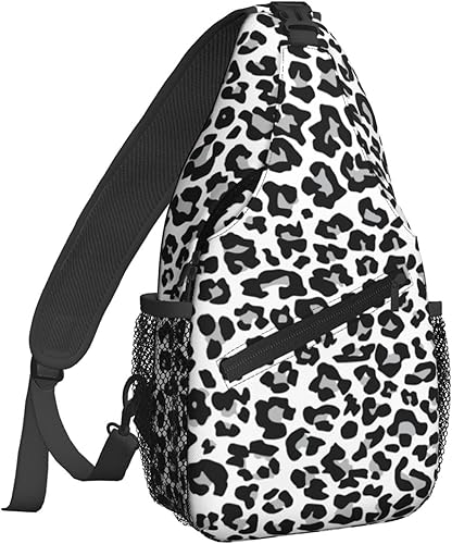 Mochila cruzada para hombres y mujeres, bolsa de pecho, bolsa de hombro, una correa, mochila de viaje para senderismo, Leopardo de nieve, Mochilas