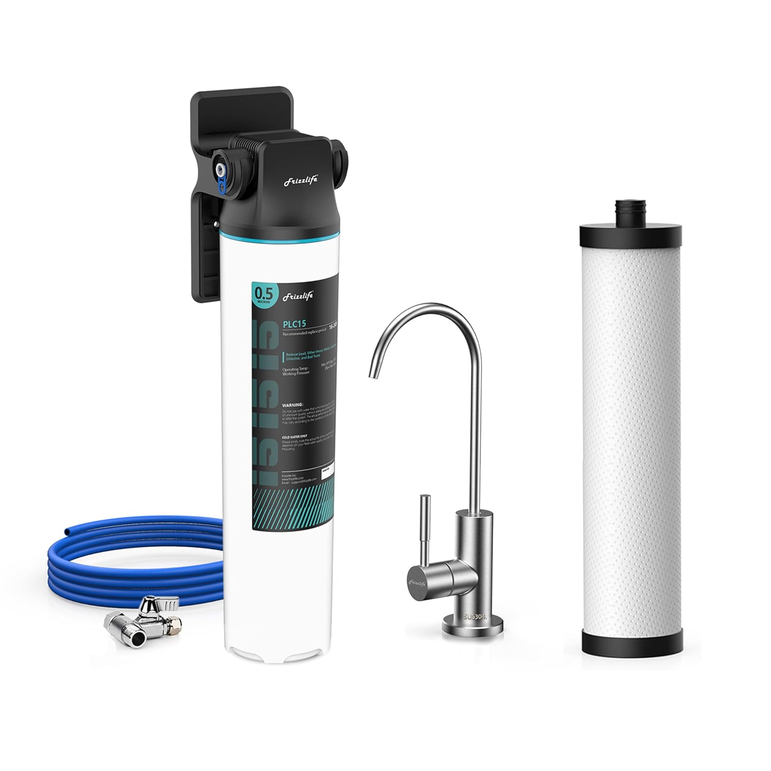 Frizzlife SW15F Under Sink Water Filter, with PLC15 Replace Filter