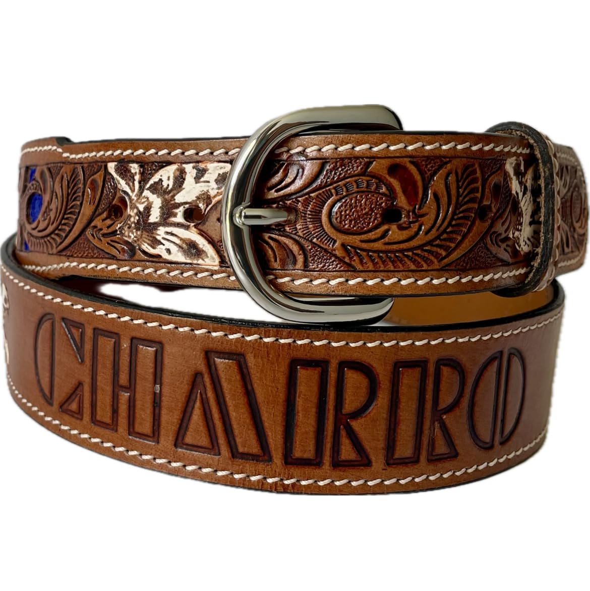 CHARRO Cintura EL E133 Cintura Country Western vero cuoio dipinto a mano con intaglio