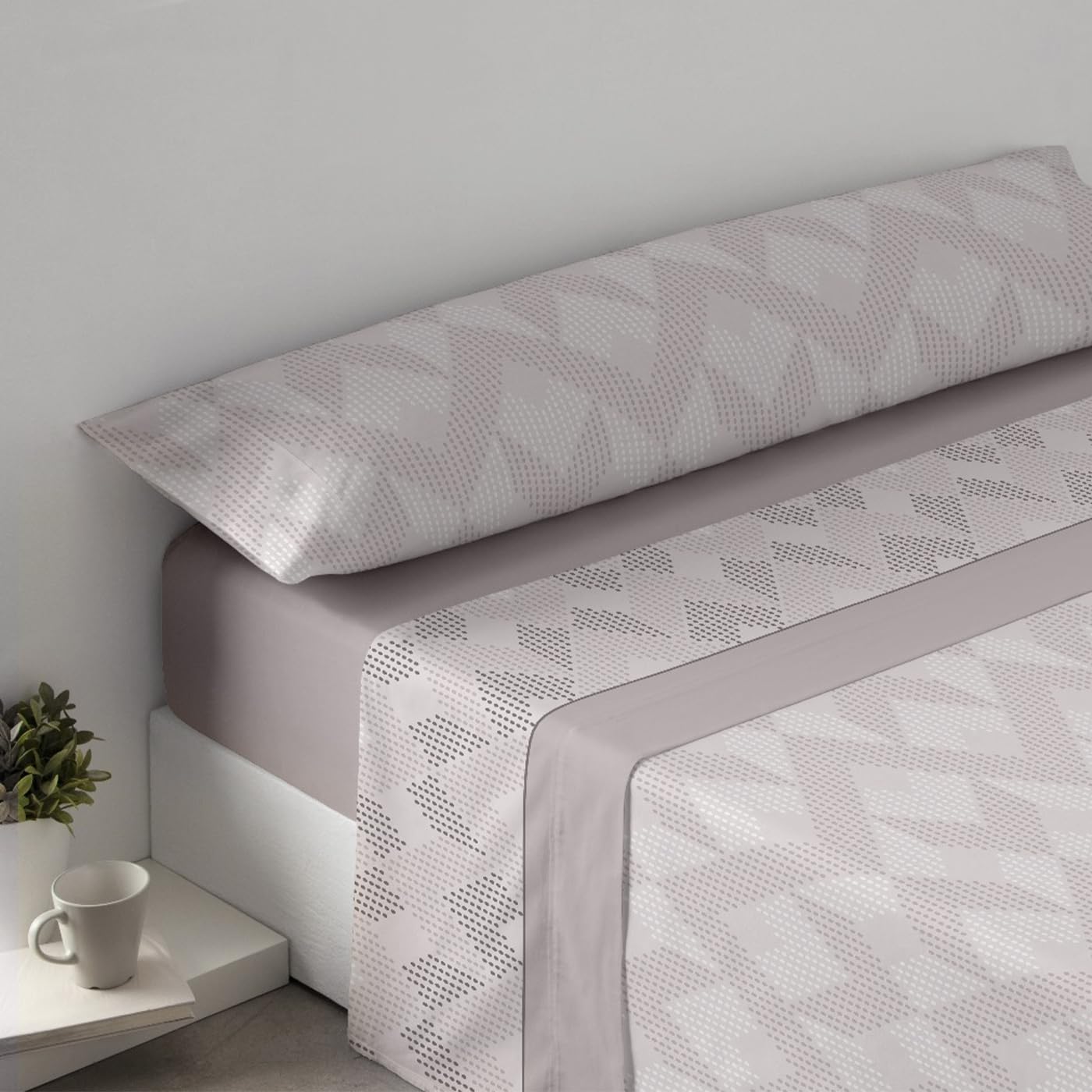 HOME MERCURY- Juego de Sábanas Térmicas para Invierno, Extra Suave y Ajustables, Juego Polar Pirineo de 3 Piezas Incluye Bajera Ajustable, Encimera y Funda Almohada. (Cama 105, Puntos Neutro)